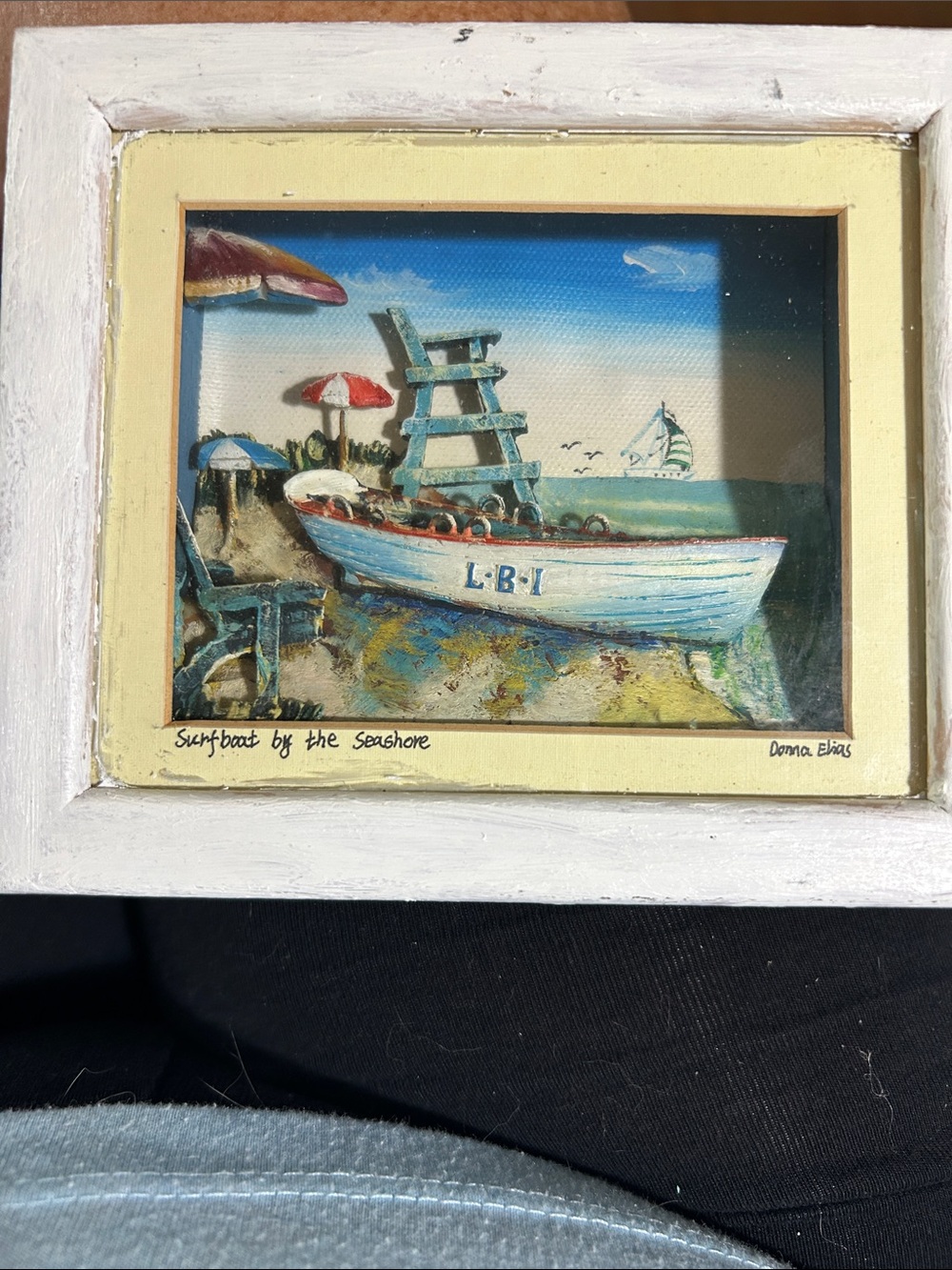 Beach Boat Wall Art - 'LBI' Coastal Print in Wood Frame